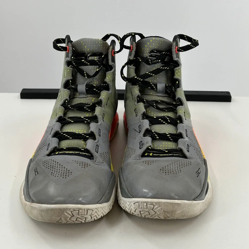 Under Armour Curry 2 Iron Sharpens Iron Basketball Shoes Grey Orange 1259007-001